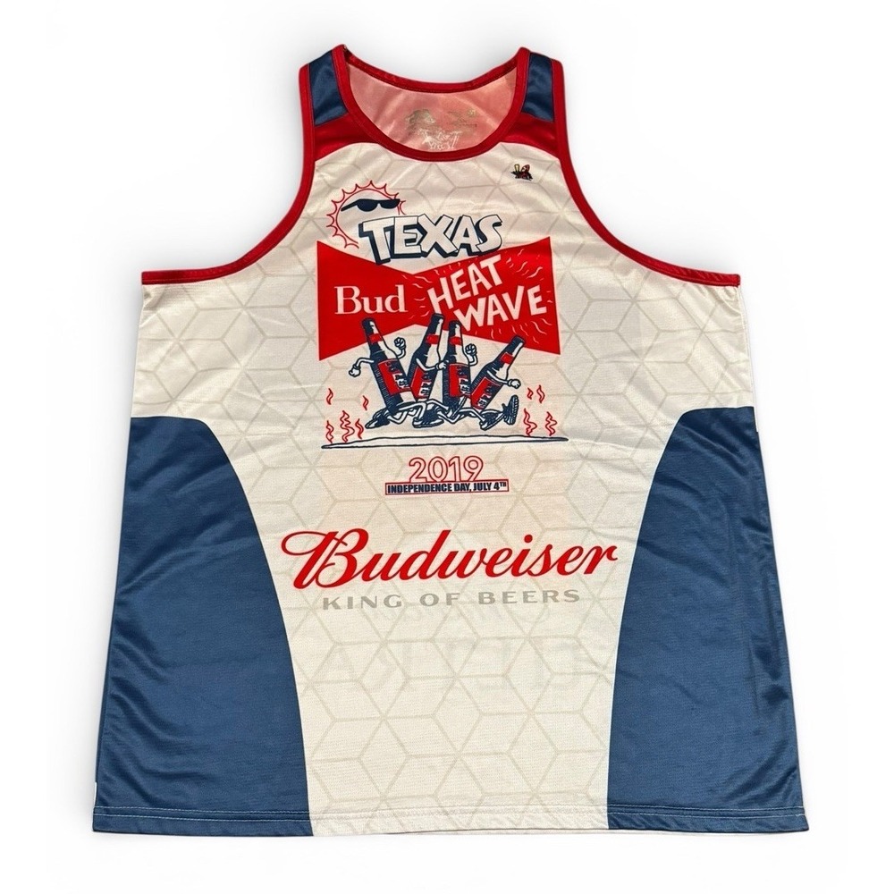 Budweiser Texas Bud Heat Wave 2019 Running Tank Jersey Mens 2XL USA‎